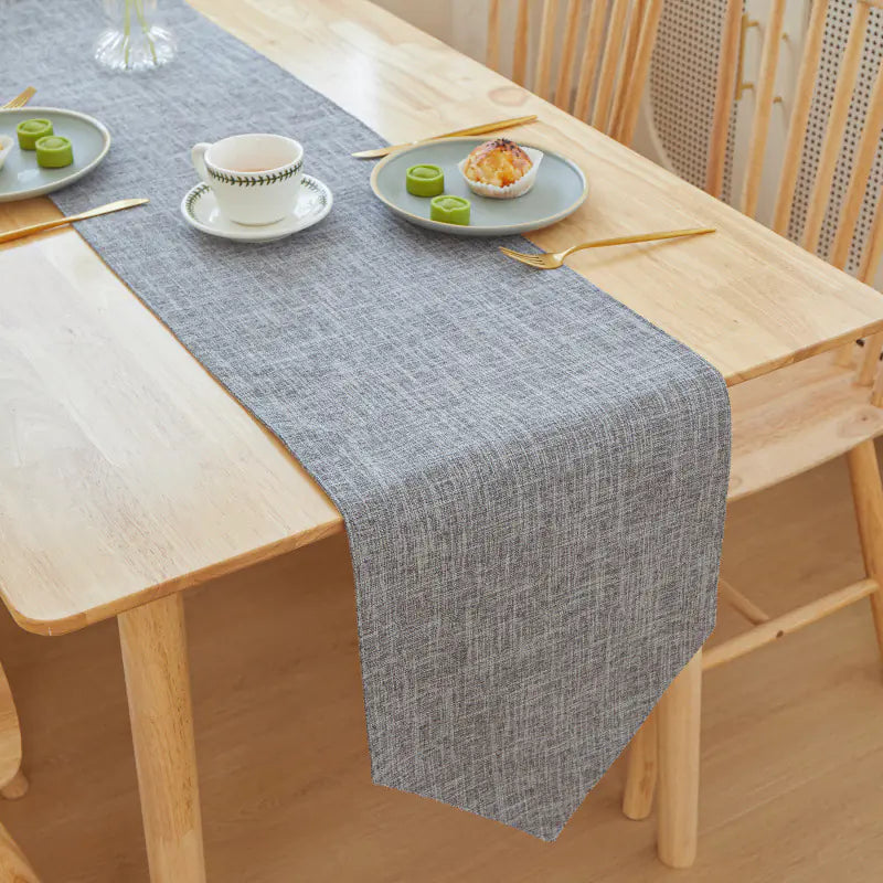 Solid Color Linen Table Runner - Modern Rectangular Design