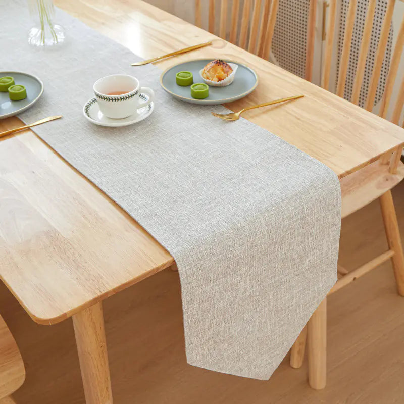 Solid Color Linen Table Runner - Modern Rectangular Design