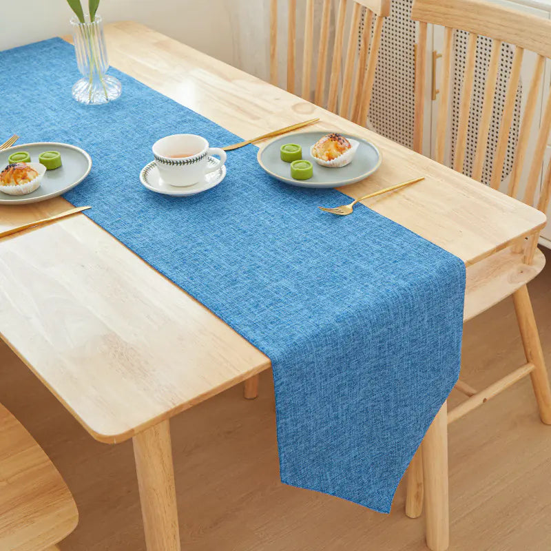 Solid Color Linen Table Runner - Modern Rectangular Design