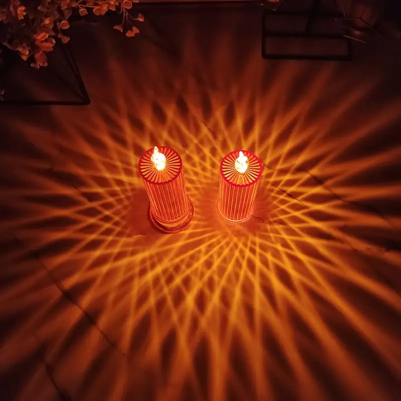 Warm LED Candle Lights with Diamond Stripe Projection