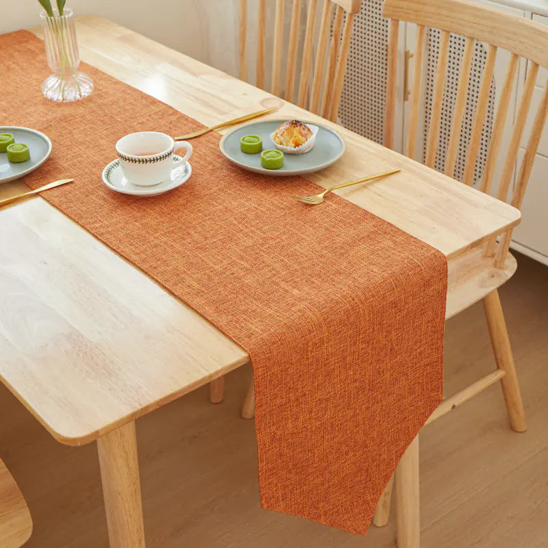 Solid Color Linen Table Runner - Modern Rectangular Design