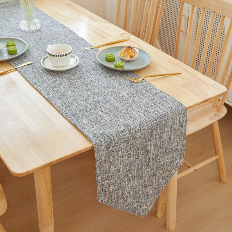 Solid Color Linen Table Runner - Modern Rectangular Design