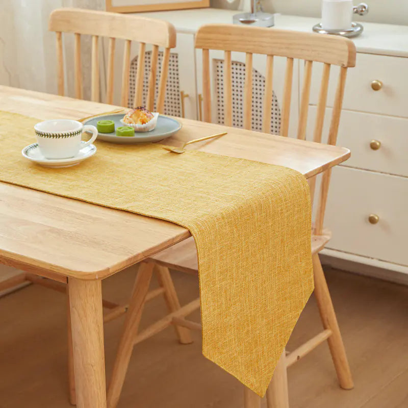 Solid Color Linen Table Runner - Modern Rectangular Design