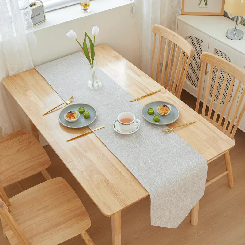 Solid Color Linen Table Runner - Modern Rectangular Design