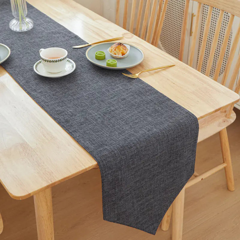 Solid Color Linen Table Runner - Modern Rectangular Design