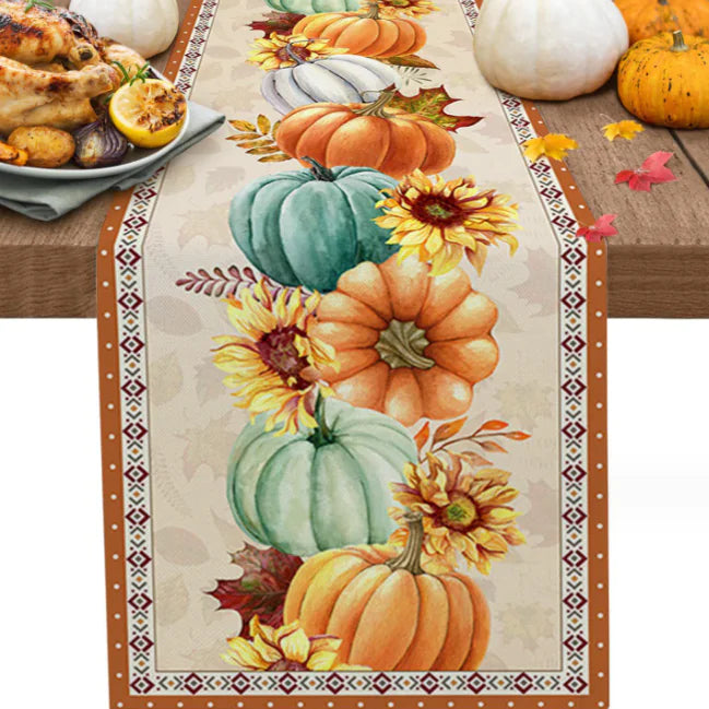 Fall Harvest Pumpkin Table Runner for Indoor/Outdoor Use