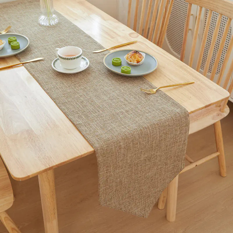 Solid Color Linen Table Runner - Modern Rectangular Design