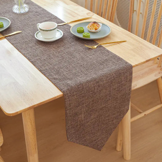 Solid Color Linen Table Runner - Modern Rectangular Design