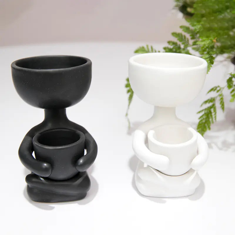 Ceramic Figurine Vase for Home Decor