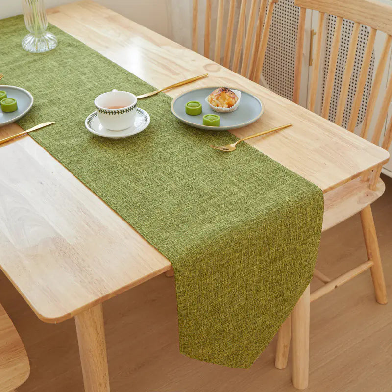 Solid Color Linen Table Runner - Modern Rectangular Design