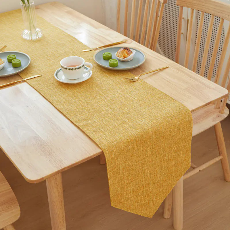 Solid Color Linen Table Runner - Modern Rectangular Design