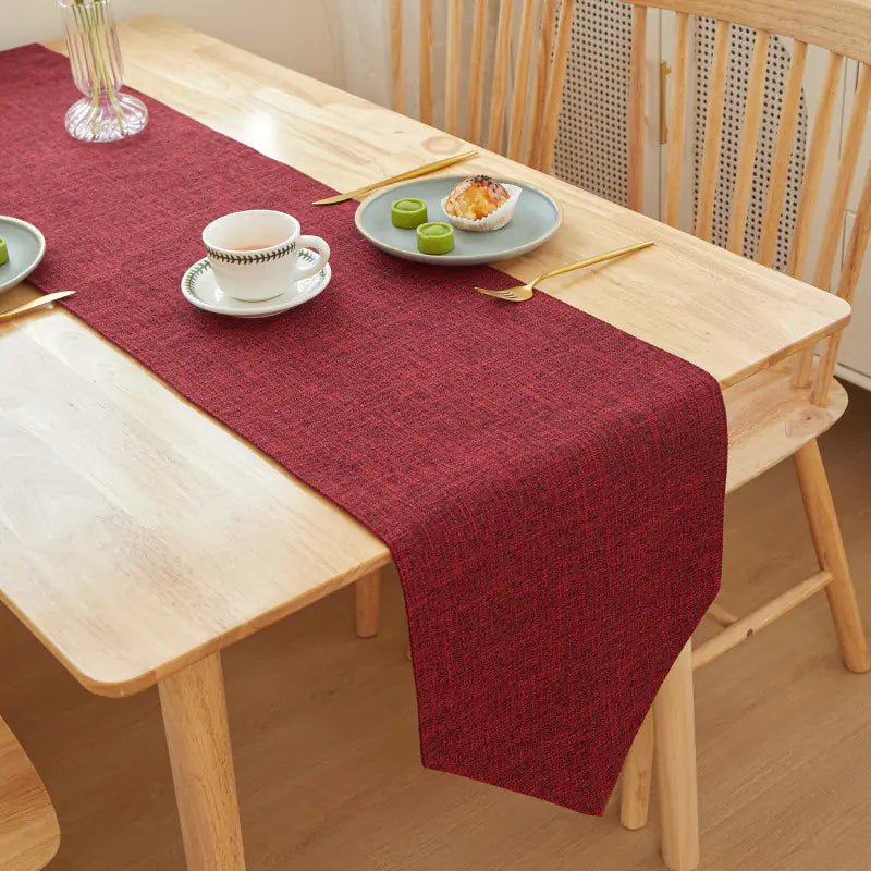 Solid Color Linen Table Runner - Modern Rectangular Design