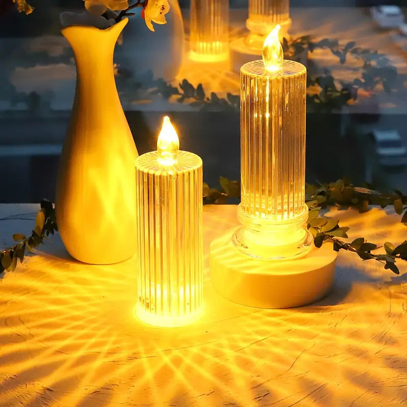 Warm LED Candle Lights with Diamond Stripe Projection