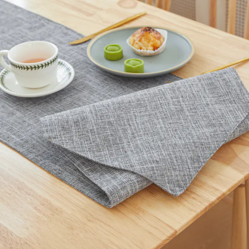Solid Color Linen Table Runner - Modern Rectangular Design