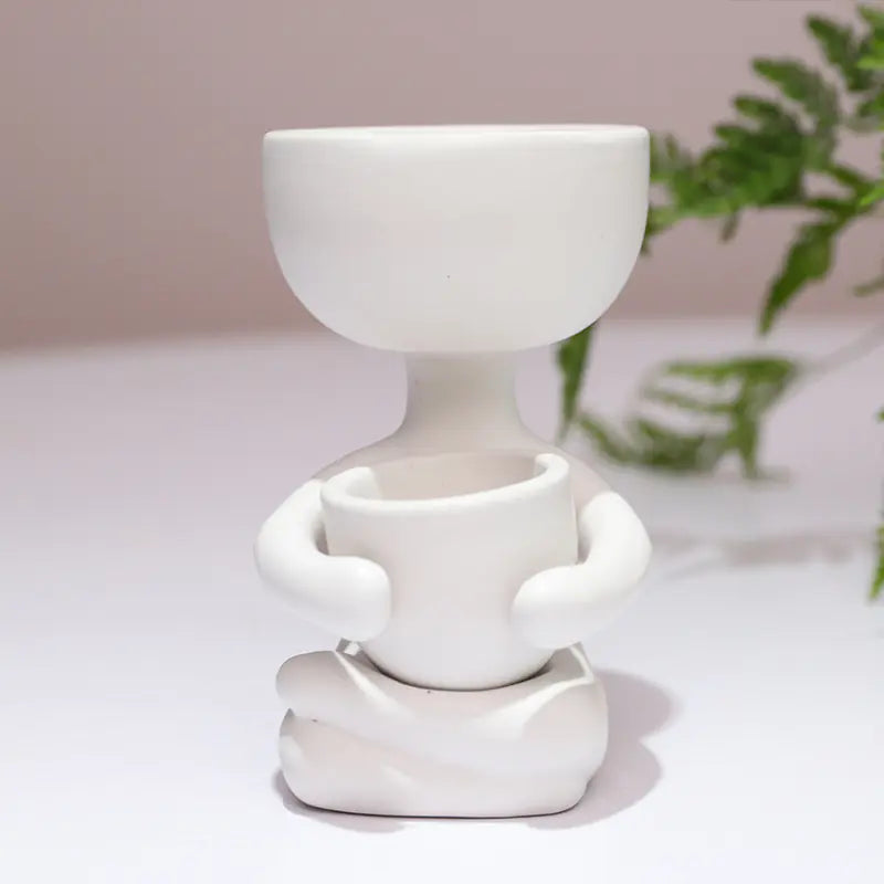 Ceramic Figurine Vase for Home Decor