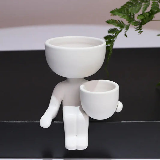 Ceramic Figurine Vase for Home Decor