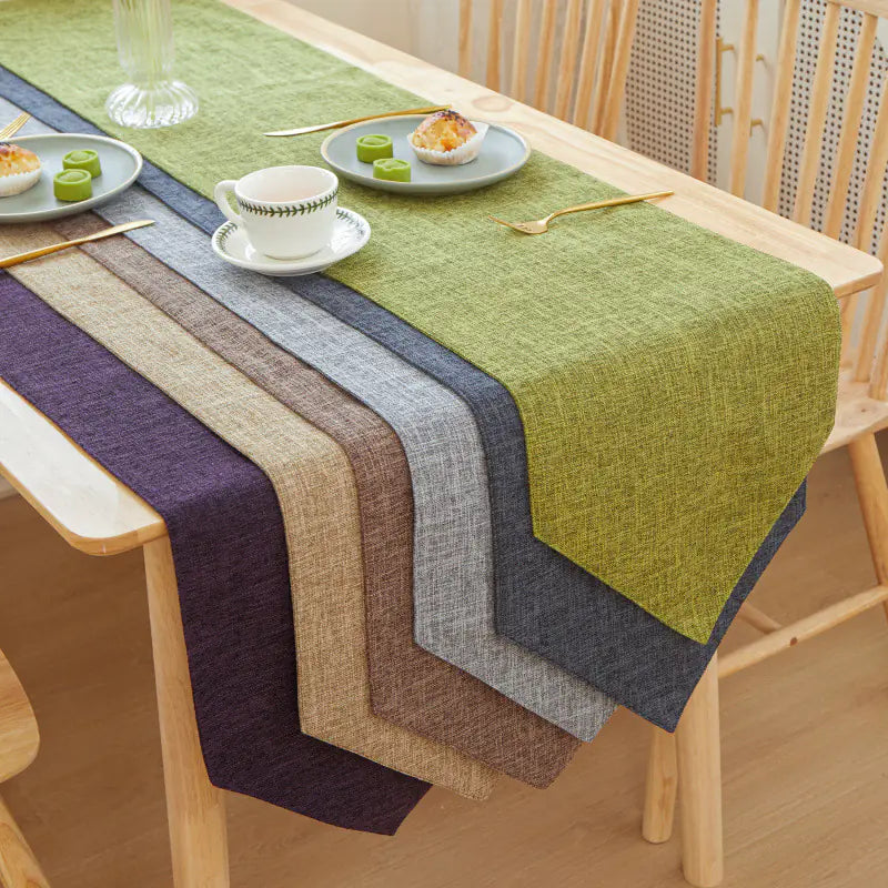Solid Color Linen Table Runner - Modern Rectangular Design