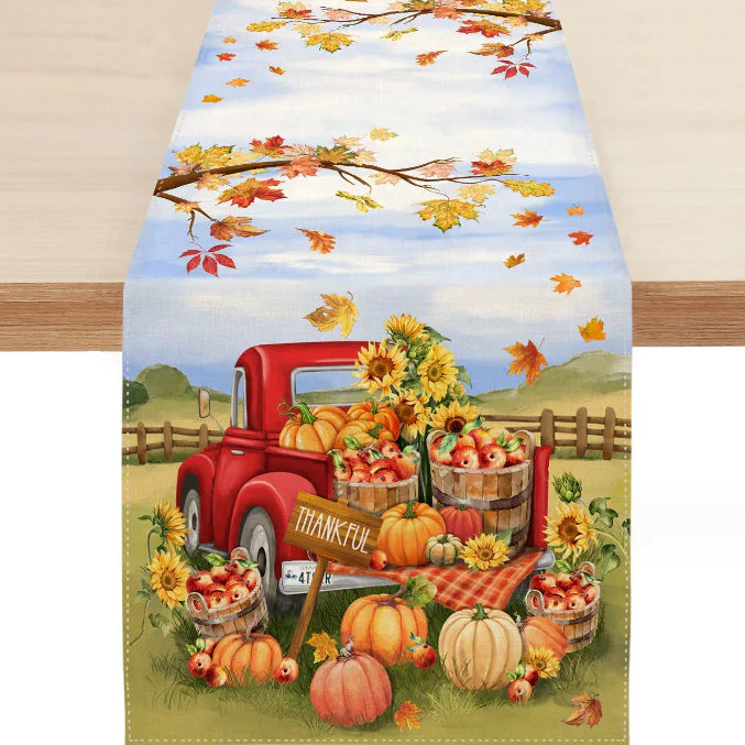 Fall Harvest Pumpkin Table Runner for Indoor/Outdoor Use